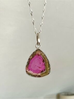 Natural Watermelon Tourmaline Pendant Slice Watermelon Tourmaline Slice Specimen